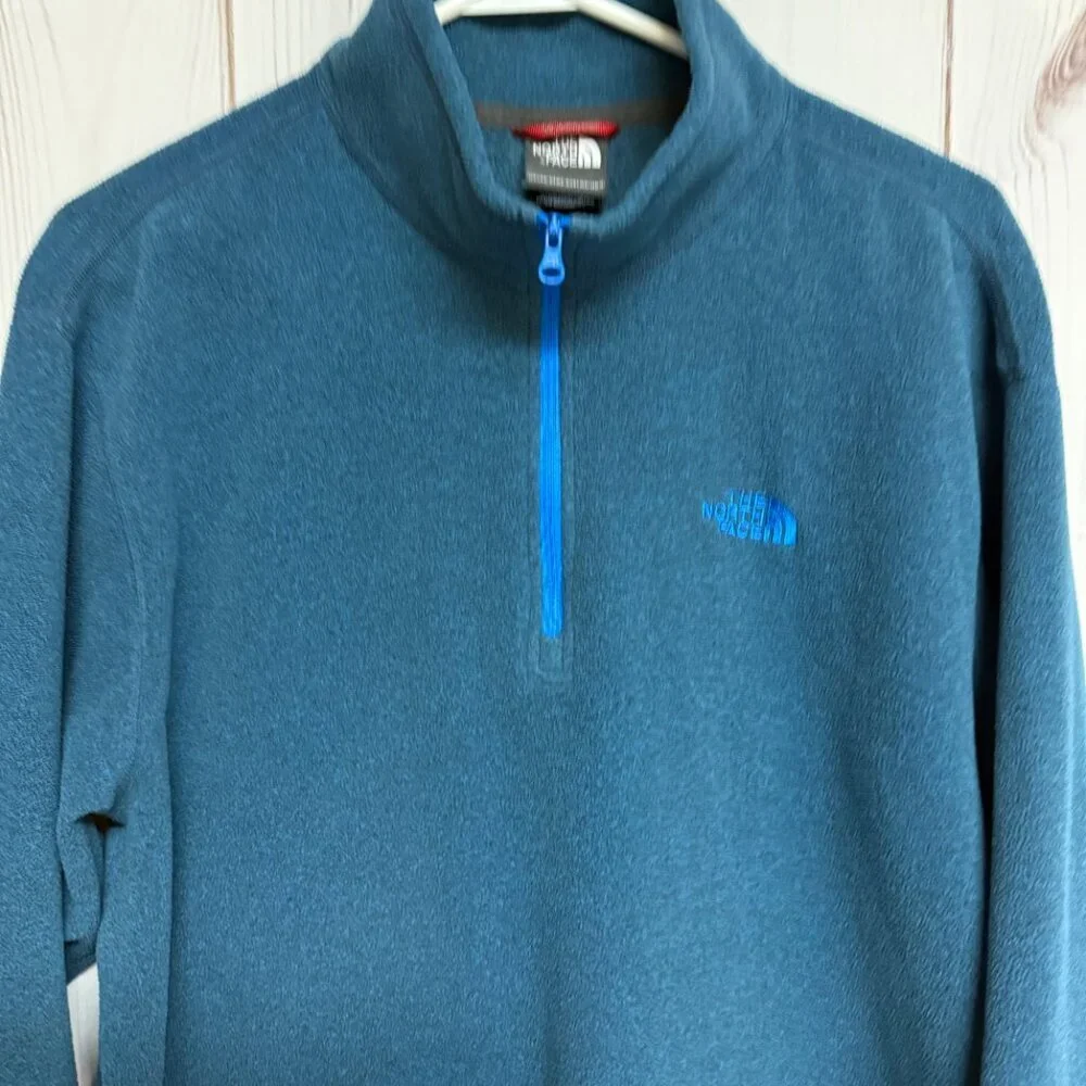 The North Face‎ Men’s 1/4 Zip Fleece Pullover Large Blue Heather EUC